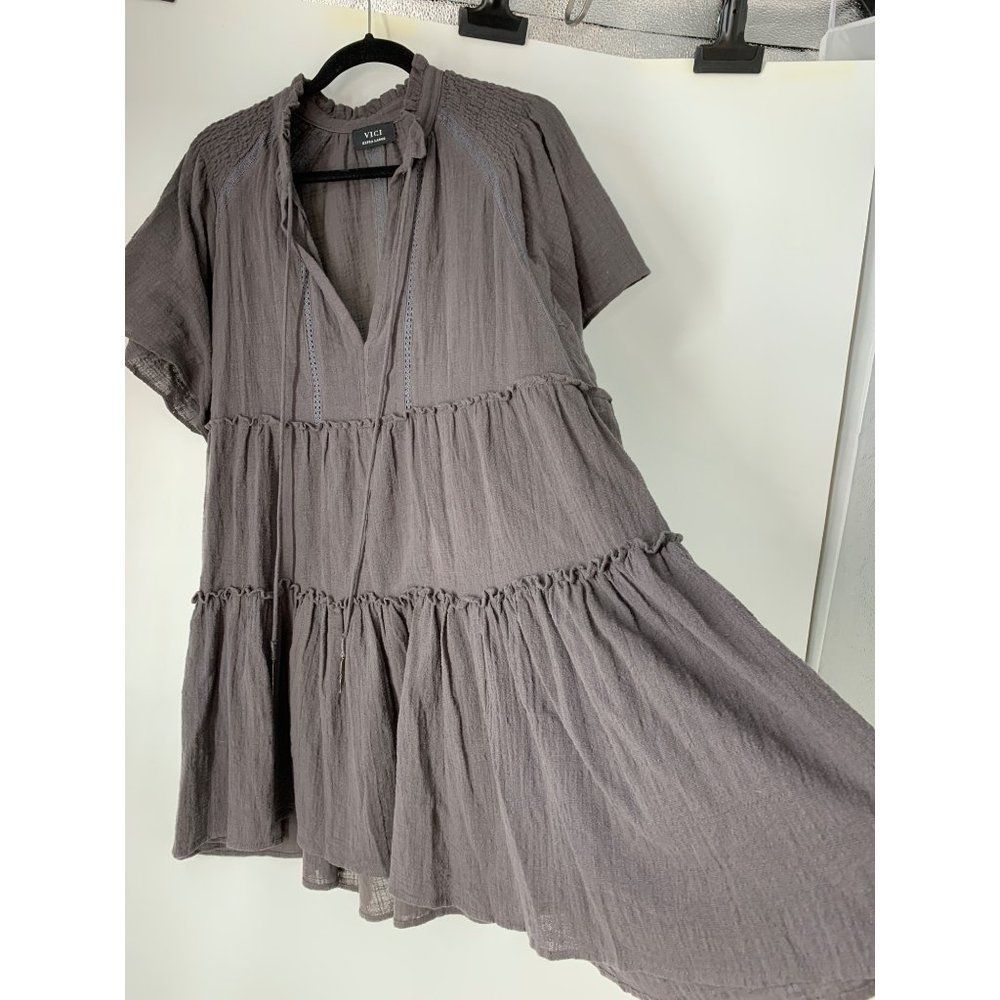 Vici Charcoal Tiered Dress - Picture 7 of 12
